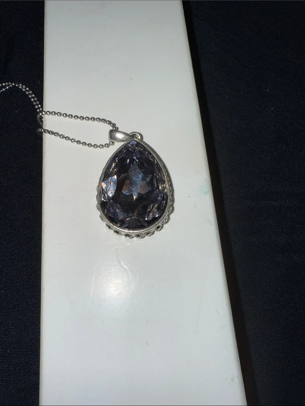 Swarovski Teardrop Pendant Necklace with Lilac Accent by Touchstone Crystal